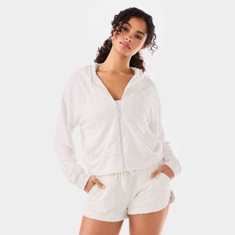 Thirty Three Threads - Unisex Palm Terry Zip Hoodie Coconut