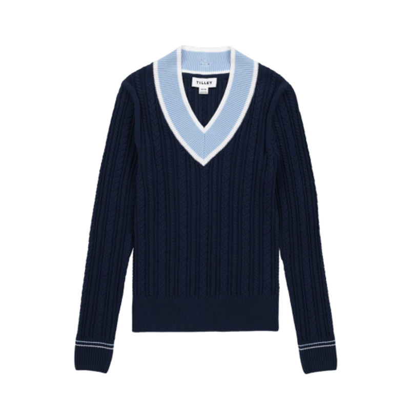 Tilley - Womens V Neck Cable Sweater