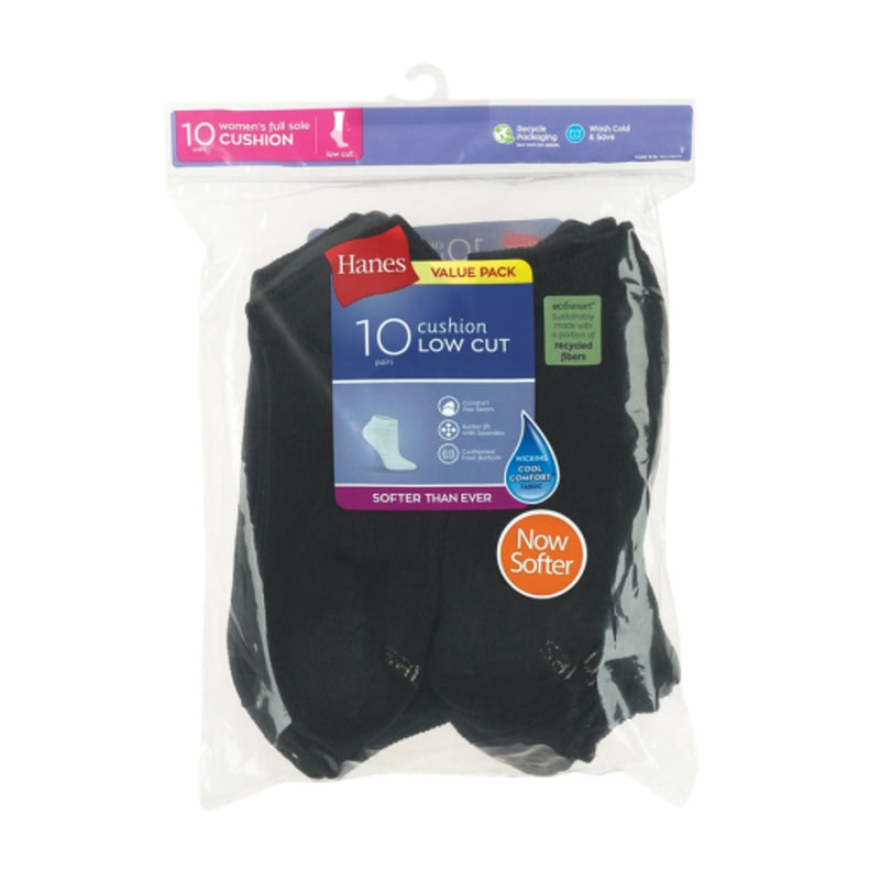 Hanes - Womens Athletic Low Cut Socks Full Sole Cushion 10-Pairs