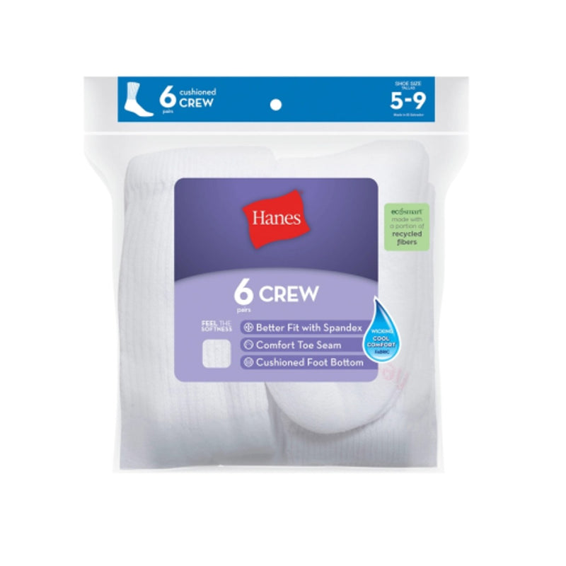 Hanes - Womens Crew Socks Moisture-Wicking 6-Pairs