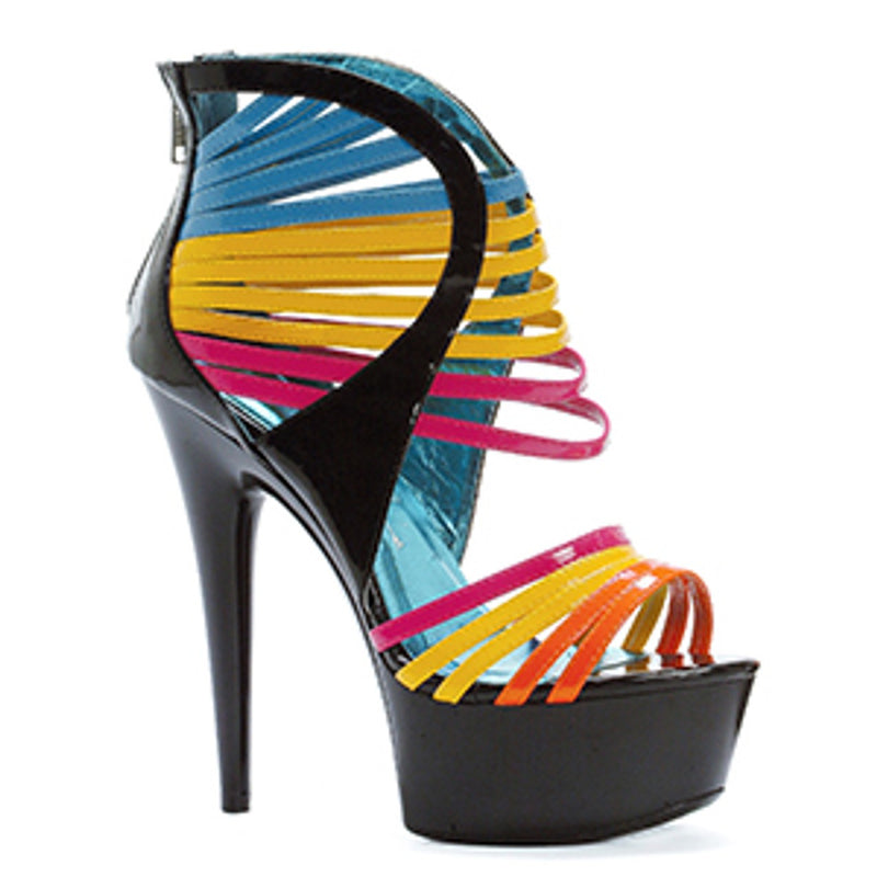 Ellie Shoes - 6" Platform Multi Color Straps