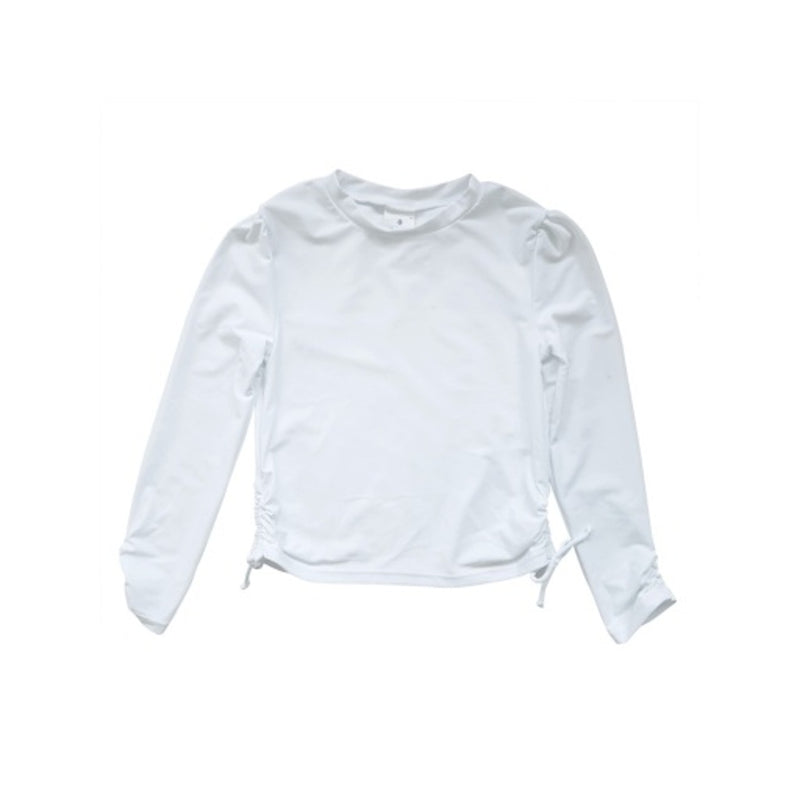 Snapper Rock - Girls White Rouched Long Sleeve Rash Top