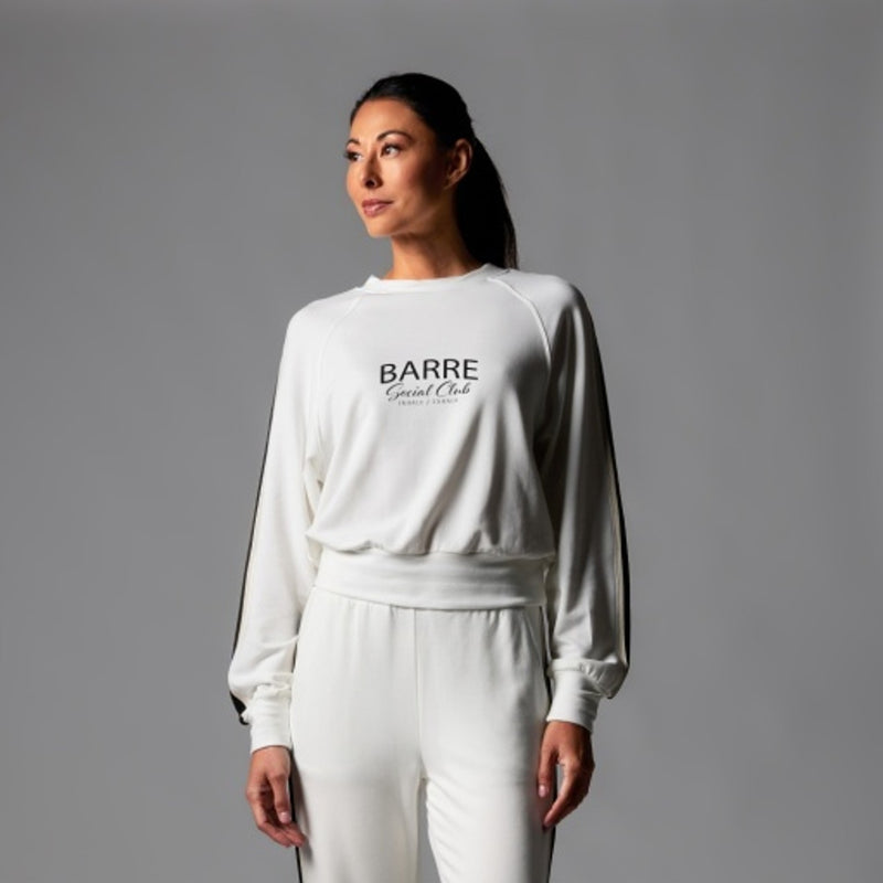 Thirty Three Threads - Unisex Ab Stripe Sweatshirt Coconut Ebn
