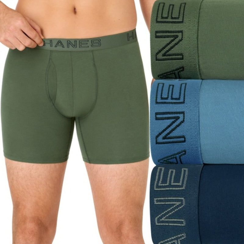 Hanes - Mens Ultimate Mens Boxer Briefs Pack 3-Pack Cotton-Stretch Underwear Moisture-Wicking