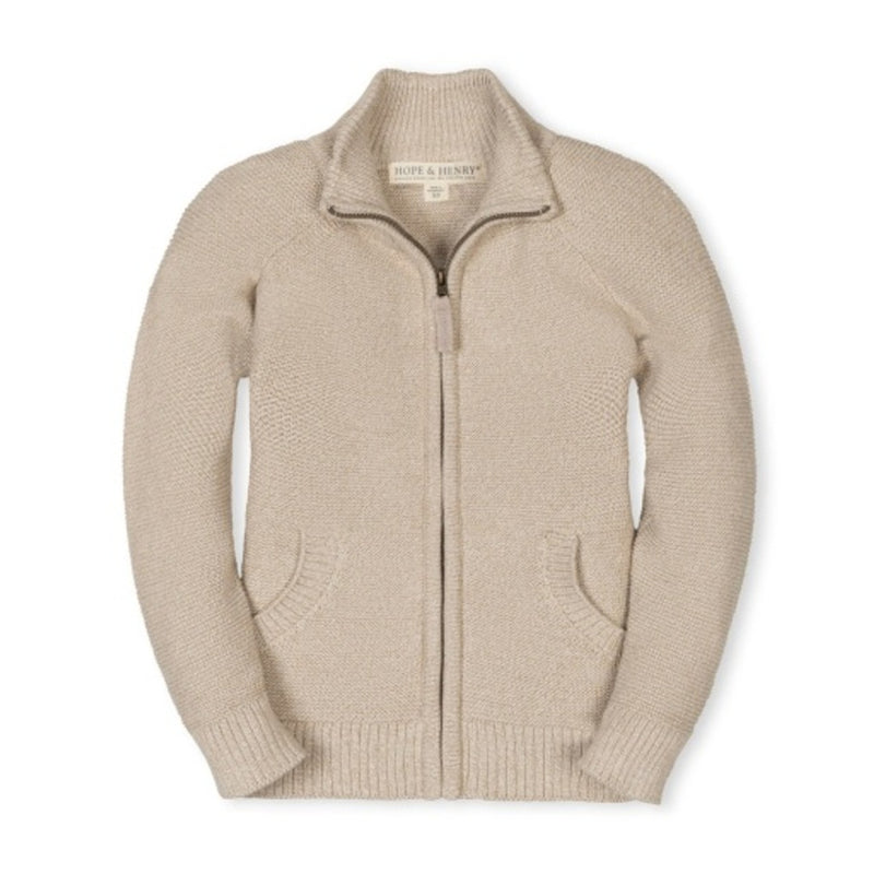 Hope & Henry - Boys Organic Full Zip Mock Neck Sweater