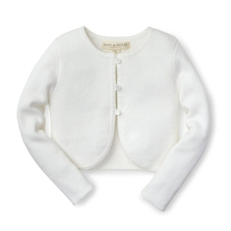 Hope & Henry - Girls Cropped Curved Hem Cardigan