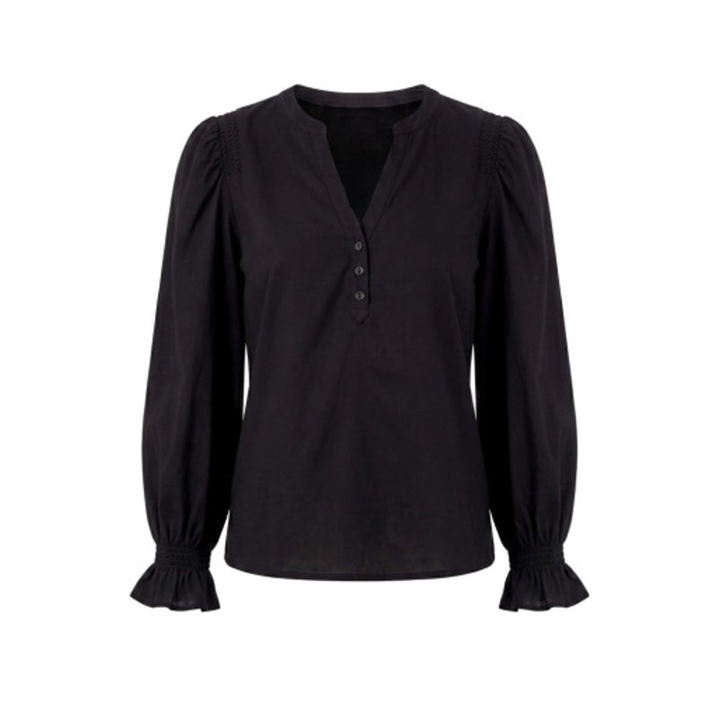 Liverpool Los Angeles - Womens 3/4 Slv Knit-to-Woven Top with Smocking