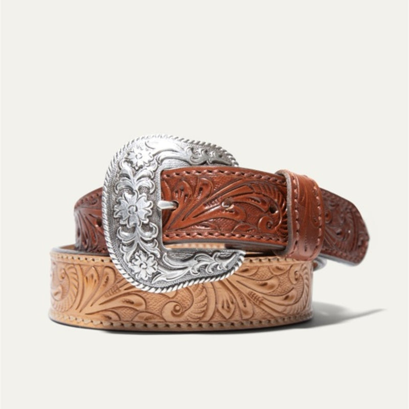 WILL Leather Goods - Mens Hand-Tooled Morning Glory Belt