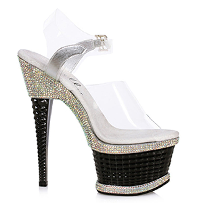 Ellie Shoes - 6" Heel W/Textured Platform & Rhinestone Accents