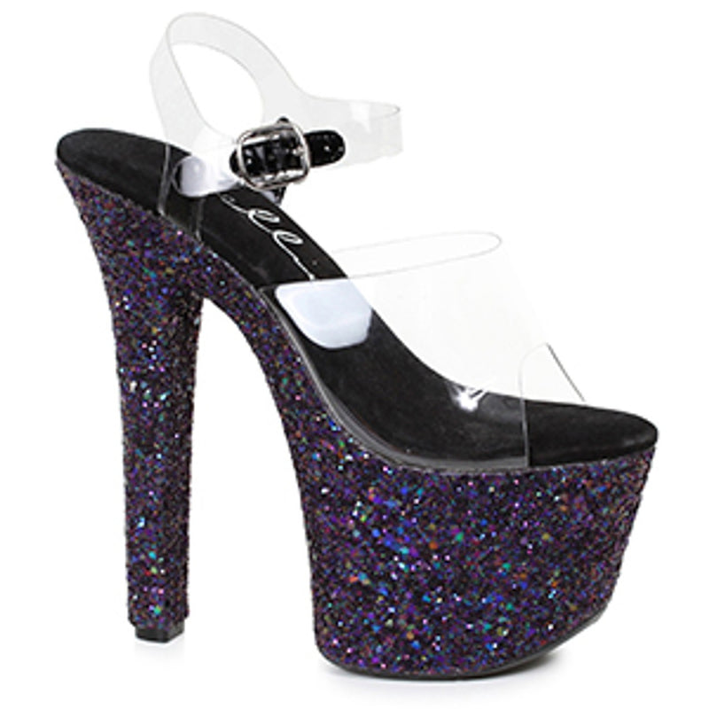 Ellie Shoes - 7" Pointed Stiletto Mule Sandal with Glitter Platform