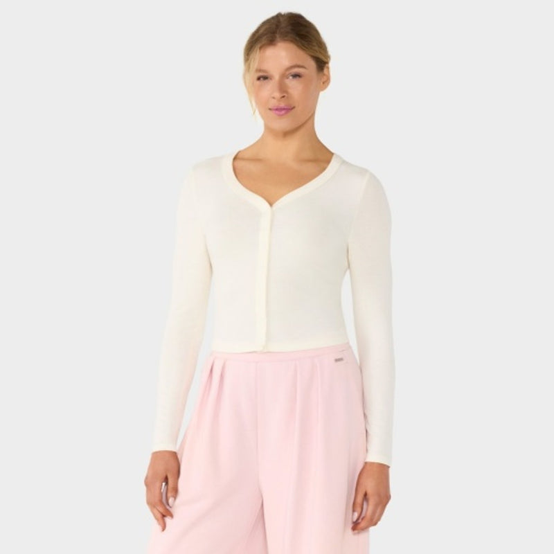 Thirty Three Threads - Unisex Fitted Rib Cardigan Coconut