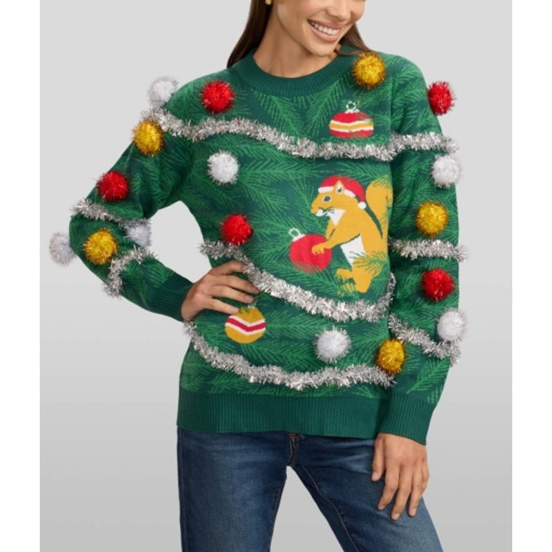 Tipsy Elves - Womens Squirrelin' Around Ugly Christmas Sweater