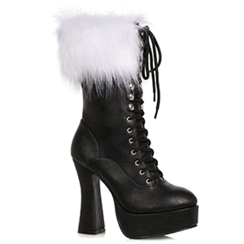 Ellie Shoes - 5.5” Heel Women’S Santa Boot with Laces & Faux Fur