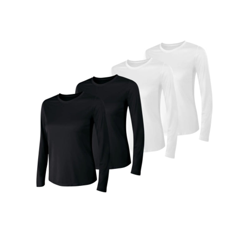 Hanes - Womens Sport Cool Dri Womens Performance Long Sleeve T-Shirt 4-Pack