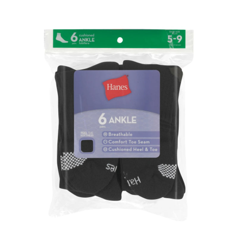 Hanes - Womens Ankle Socks Moisture-Wicking 6-Pairs