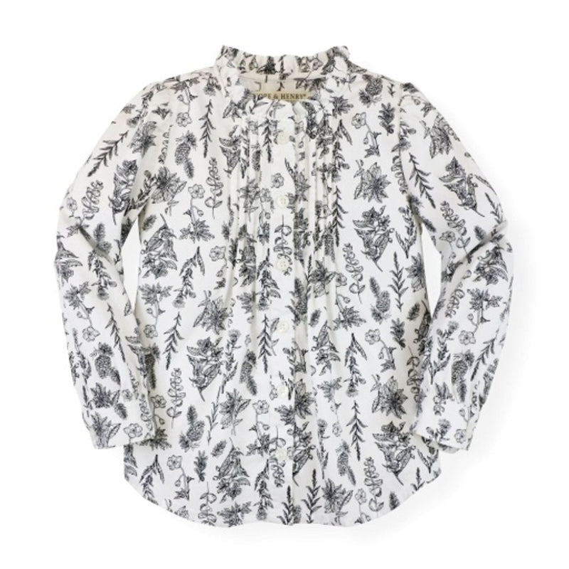 Hope & Henry - Girls Ruffle Neck Blouse with Pintucks