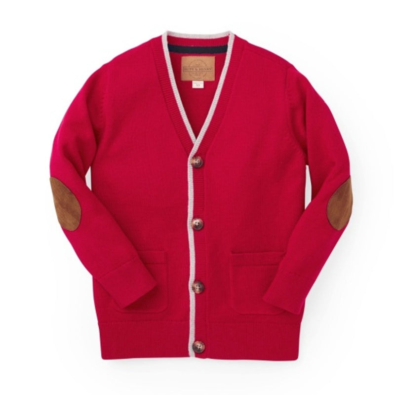 Hope & Henry - Boys Tipped Organic Cardigan with Elbow Patches