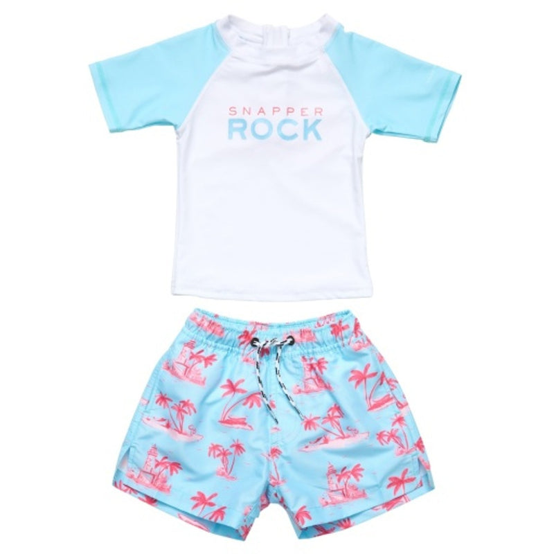 Snapper Rock - Boys Lighthouse Island Sustainable Short Sleeve Baby Set