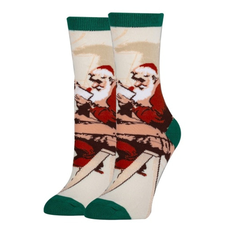 Oooh Yeah - Womens Santas Map Womens Crew Socks