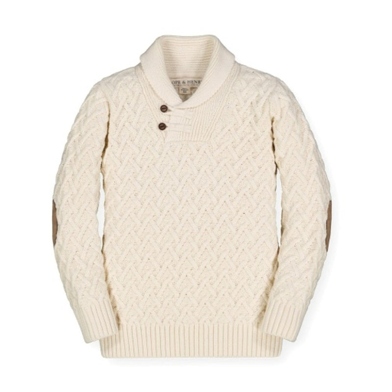 Hope & Henry - Boys Shawl Collar Organic Cable Sweater