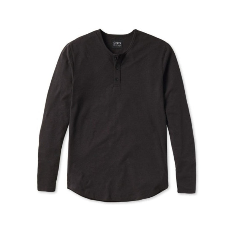 Cuts - Mens Ao Long Sleeve Henley Curve-Hem