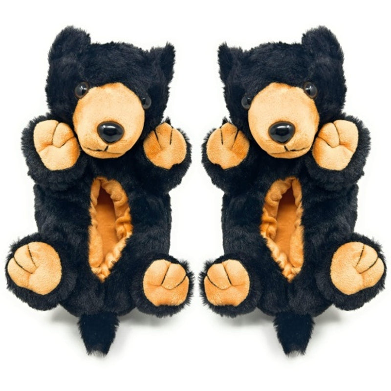 Oooh Yeah - Womens Black Bear Hugs Womens Plush Hugger Slippers