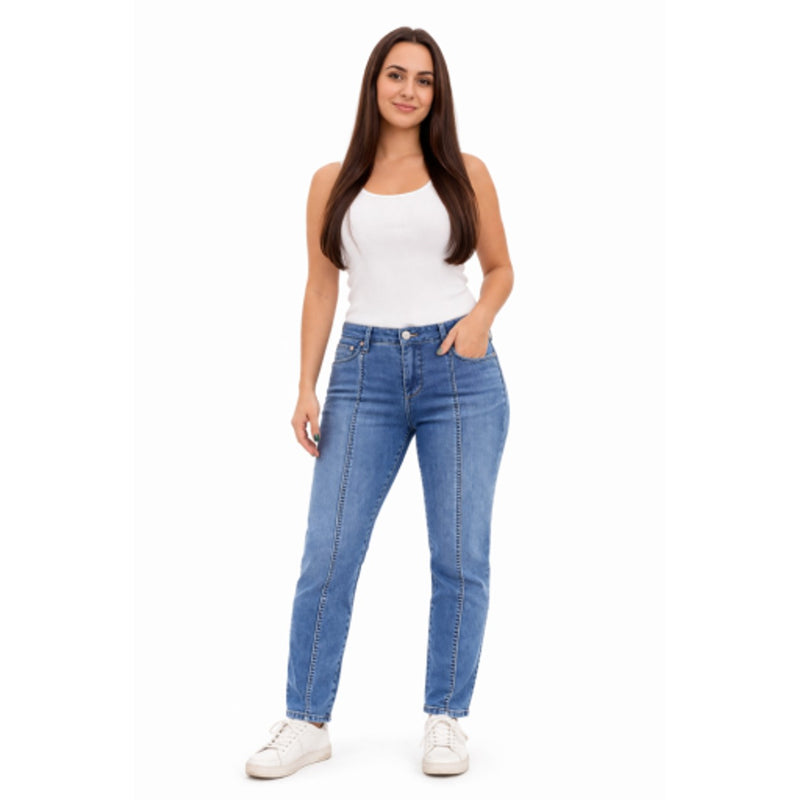 1822 Denim - Womens Petite 28" Slim Straight with Front Seam Detail