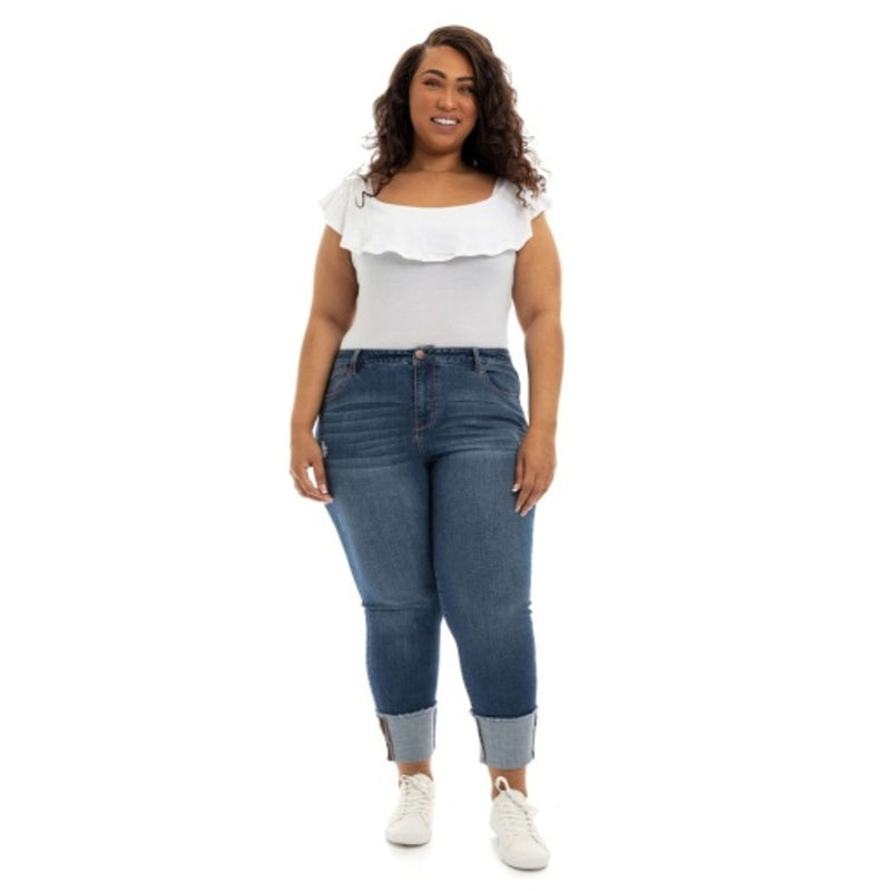 1822 Denim - Womens Plus Size 25" Roll Cuff Jean