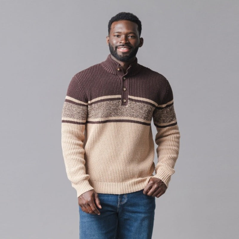 Hope & Henry - Mens Organic Mock Neck Waffle Sweater
