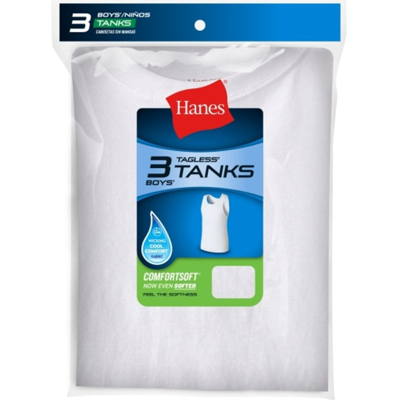 Hanes - Boys Comfortsoft Boys' Cotton Tank White 3-Pack