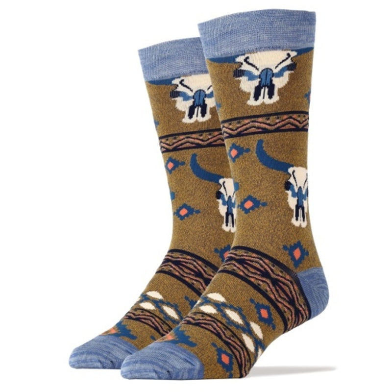 Oooh Yeah - Mens Crew Socks- Long Horn Summer