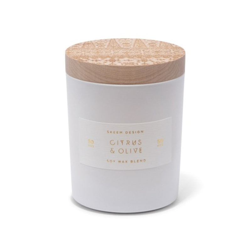 Skeem - Unisex Citrus & Olive Print Block Candle