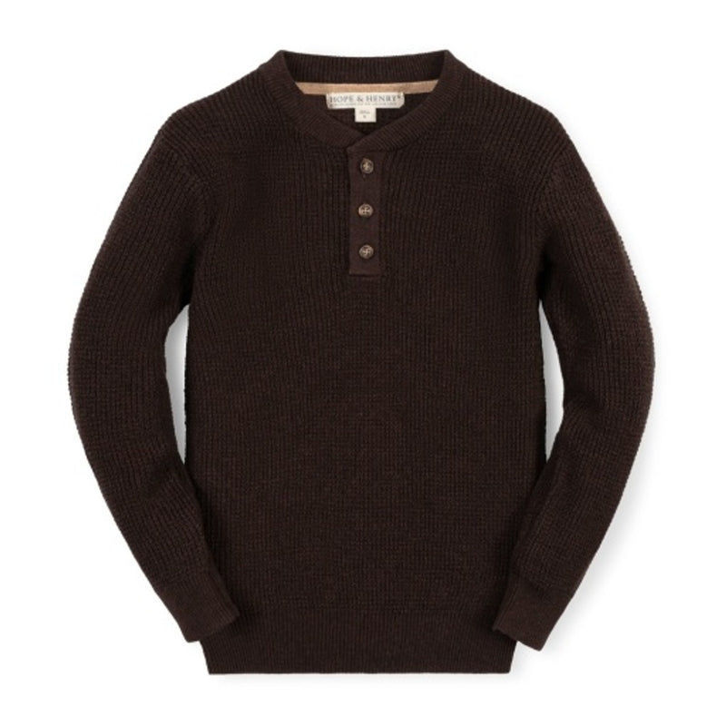 Hope & Henry - Boys Organic Sweater Henley with Elbow Patches