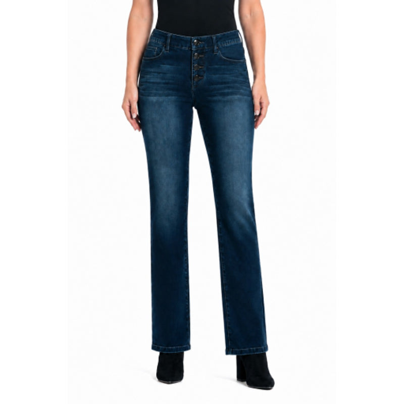 1822 Denim - Womens Petite 27" Better Butter Slim Straight with Exposed Snaps