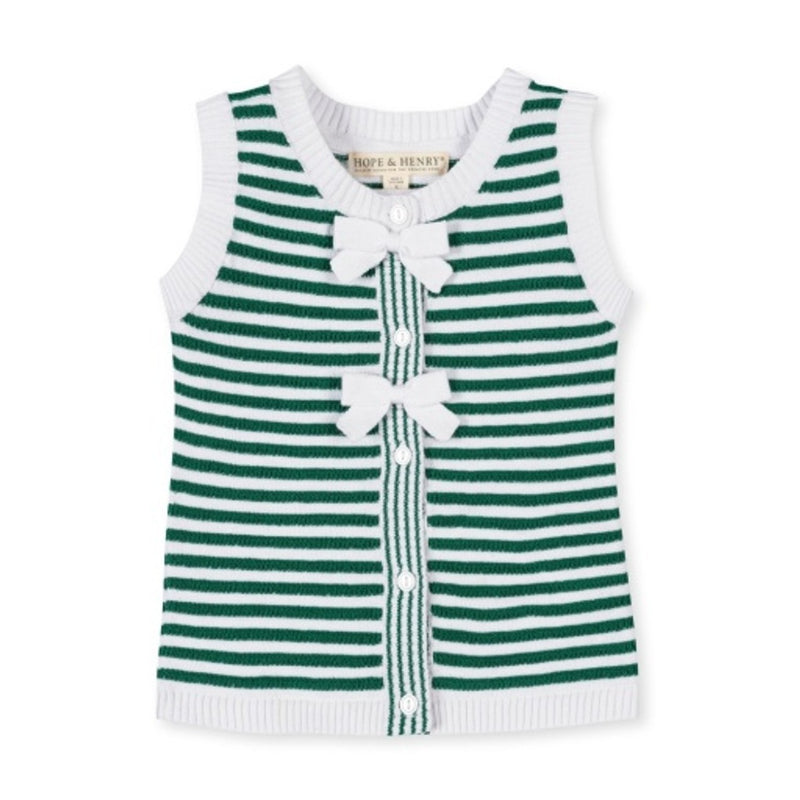 Hope & Henry - Girls Organic Button Front Sweater Tank with Bows