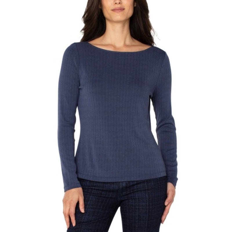 Liverpool Los Angeles - Womens Long Slv Boat Neck Knit Top