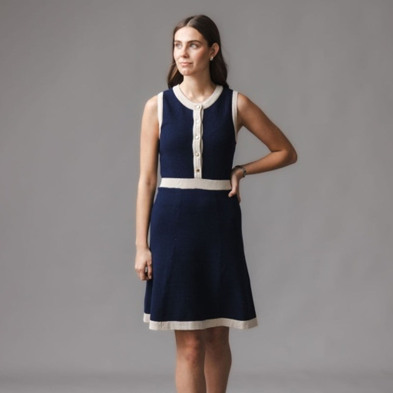 Hope & Henry - Womens Organic Button Front Sweater Dress