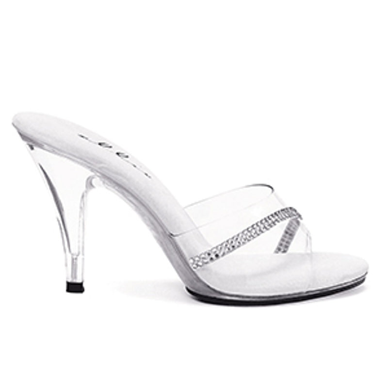 Ellie Shoes - 4" Heel Clear Mule W/Rhinestones