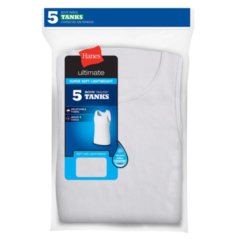 Hanes - Boys Ultimate Boys' Soft & Lightweight Tank 5-Pack