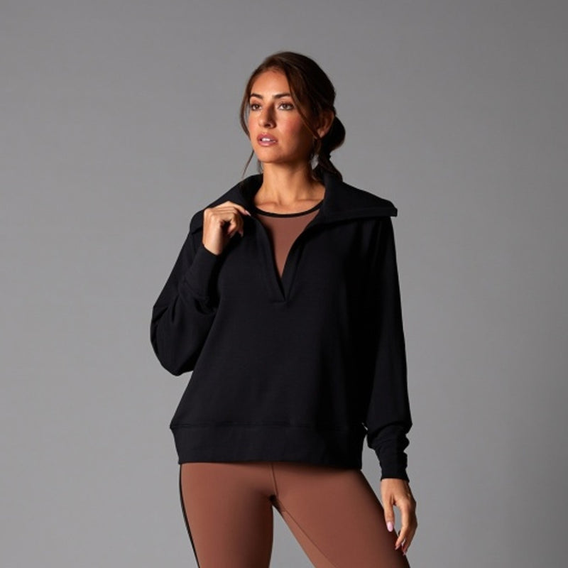 Thirty Three Threads - Unisex Cozy Collared Sweatshirt Ebony