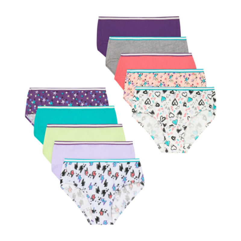 Hanes - Girls Sparkle Cotton Brief Underwear 10-Pack