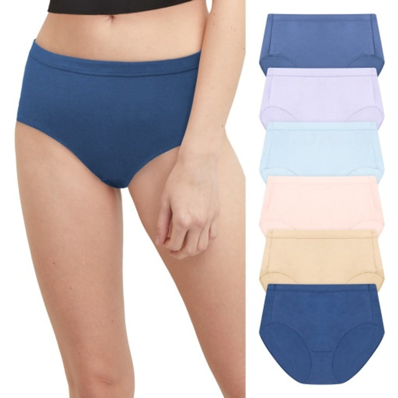 Hanes - Womens Pure Comfort Women’S Brief Underwear Organic Cotton Assorted 6-Pack