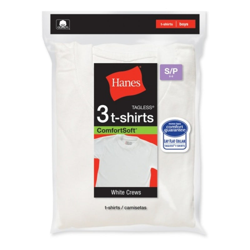 Hanes - Boys Comfortsoft Boys' Crewneck Undershirt White 3-Pack