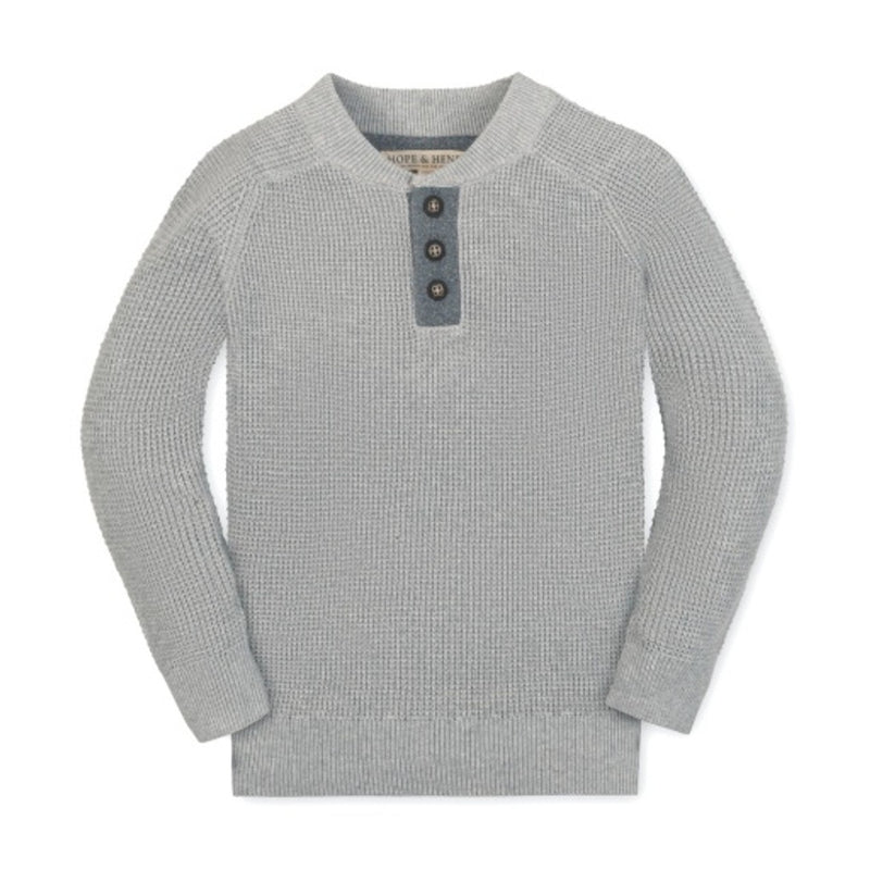 Hope & Henry - Boys Organic Sweater Henley with Elbow Patches