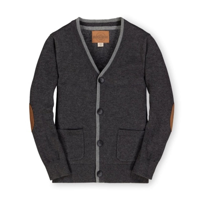 Hope & Henry - Boys Organic Tipped Cardigan with Elbow Patches