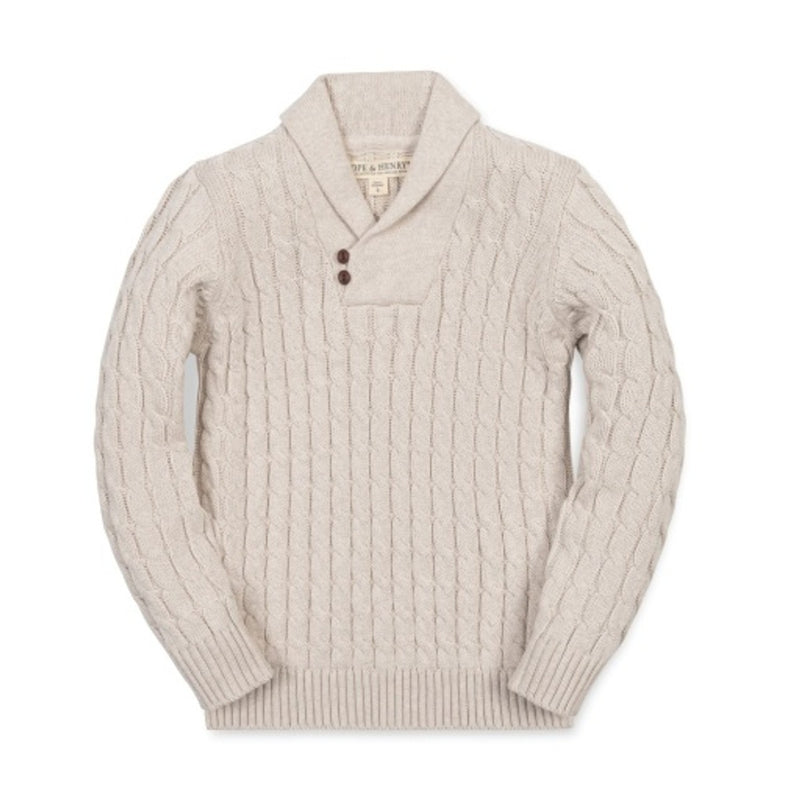 Hope & Henry - Boys Organic Shawl Collar Cable Sweater