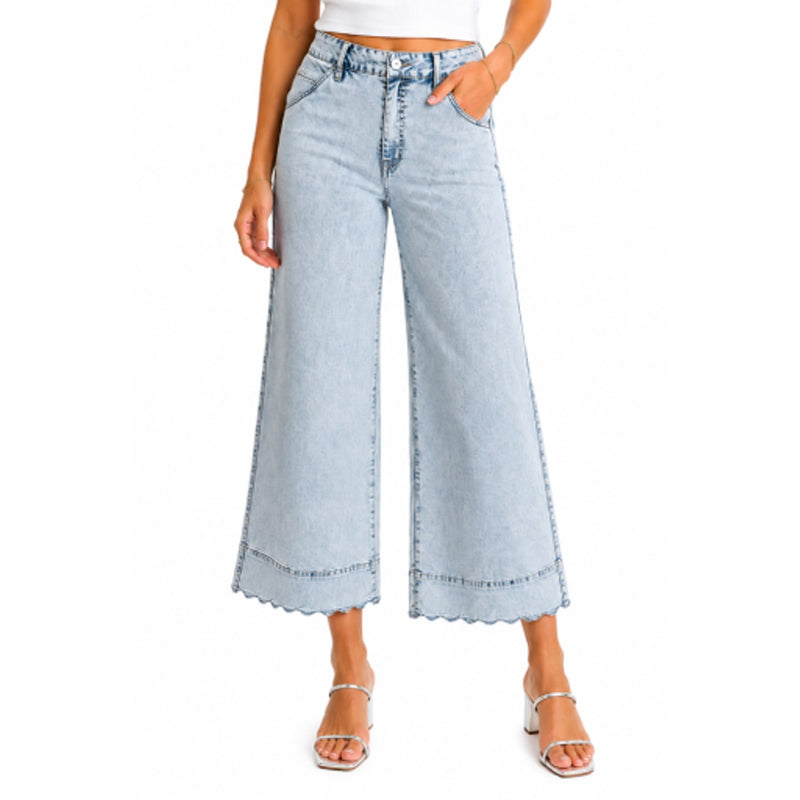1822 Denim - Womens 28"Scallop Hem Wide Leg