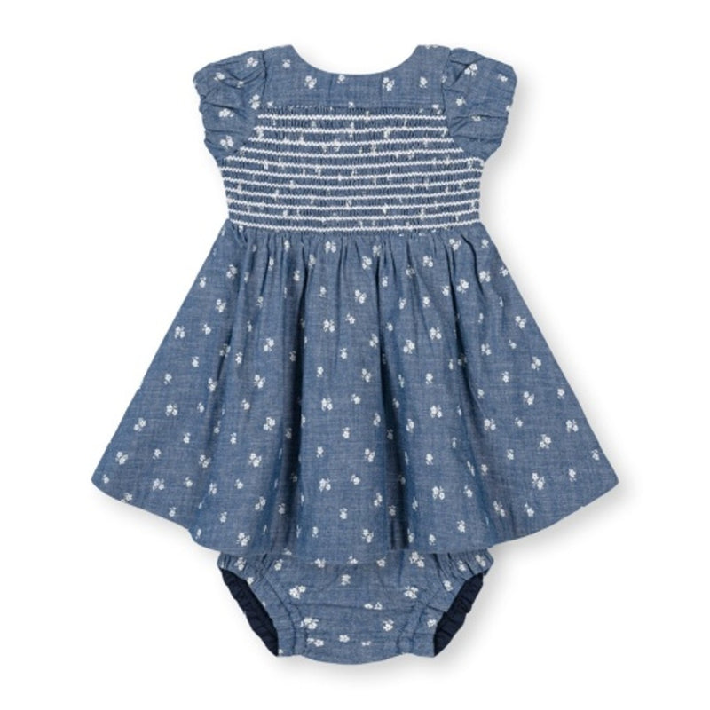 Hope & Henry - Baby Organic Chambray Smocked Puff Sleeve Dress