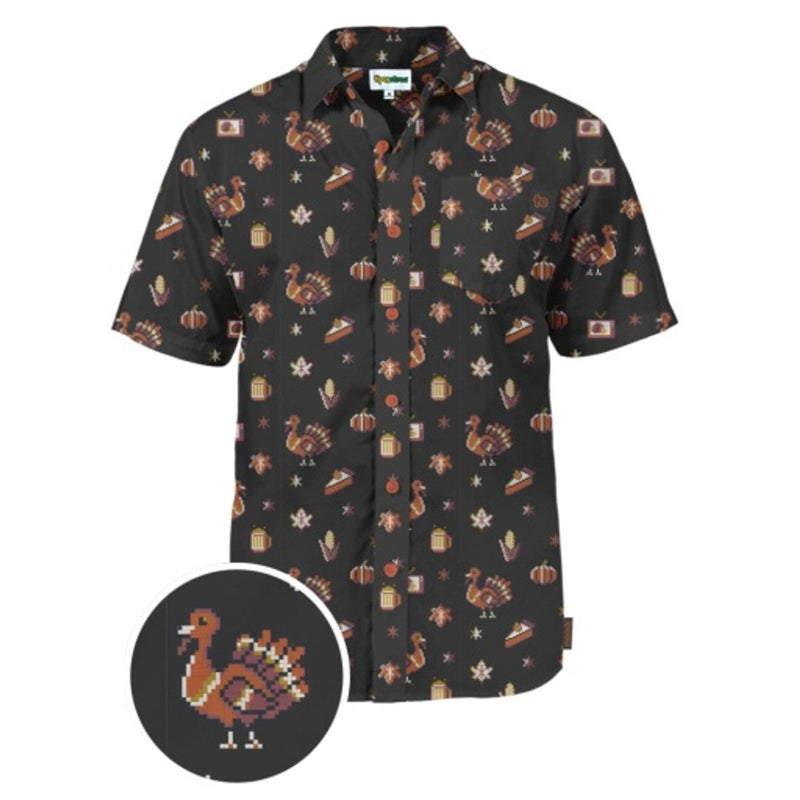 Tipsy Elves - Mens 8-Bit Turkey Button Down Shirt