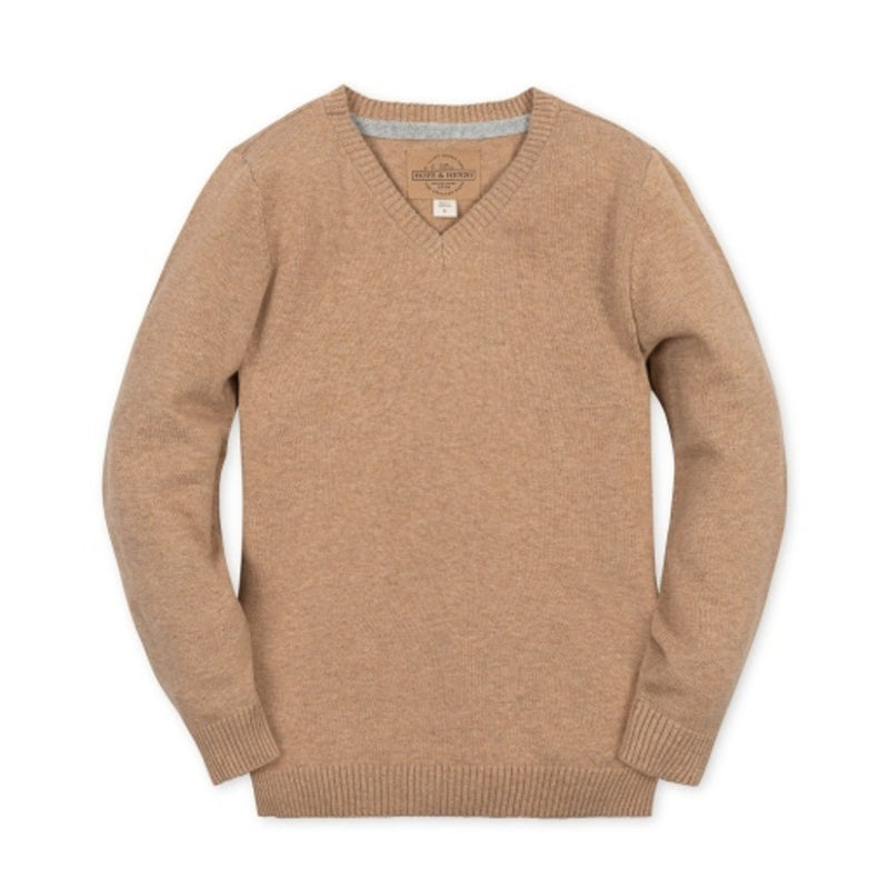 Hope & Henry - Boys Organic V-Neck Sweater with Elbow Patches